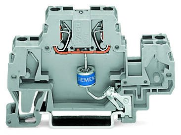 870-523/281-579 Компонентная клемма; двухуровн.; с газонаполненным разрядником для защиты от перенапряжения; для DIN-рейки 35 x 15 и 35 x 7,5; 2,5 мм2; CAGE CLAMP