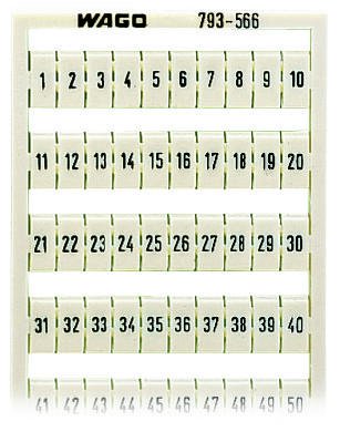 793-566 Маркировочная карта WMB; в картах; МАРКИРОВАНО; 1 ... 50&2X; not stretchable; Горизонтальная маркировка; с креплением на защелке