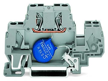 870-523/281-586 Компонентная клемма; двухуровн.; с варистором; для DIN-рейки 35 x 15 и 35 x 7,5; 2,5 мм2; CAGE CLAMP