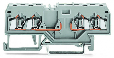 280-816 4-проводные базовые клеммы; для DIN-рейки 35 x 15 и 35 x 7,5; 2,5 мм2; CAGE CLAMP