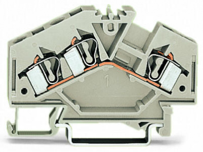 281-998 3-проводные проходные клеммы; 4 mm2; подходят для исполнений Ex e II; центральная маркировка; для DIN-рейки 35 x 15 и 35 x 7,5; CAGE CLAMP