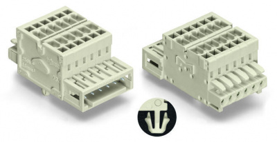 734-366/008-000 2-conductor combi strip; 100% защита от неправильного подсоединения; Монтажные ножки; Фиксирующий рычаг; 1,5; Шаг контактов 3,5 мм; 6-пол.