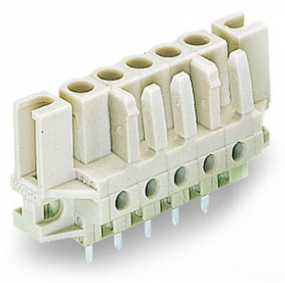 722-145/047-000 Розетка под пайку THT; 0.6 x 1.0 mm solder pin; угловые; 100% защита от неправильного подсоединения; Проходной фланец; Шаг контактов 5 мм; 15-пол.