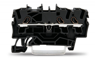 2002-1305 3-проводные проходные клеммы; 2,5 мм2; подходят для исполнений Ex e II; боковая и центральная маркировка; для DIN-рейки 35 x 15 и 35 x 7,5; Push-in CAGE CLAMP