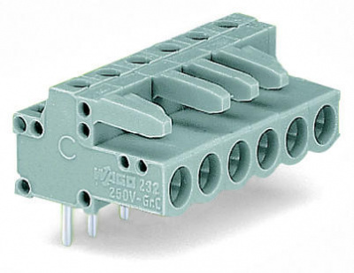 232-247 Розетка под пайку THT; 0.6 x 1.0 mm solder pin; угловые; Шаг контактов 5 мм; 17-пол.