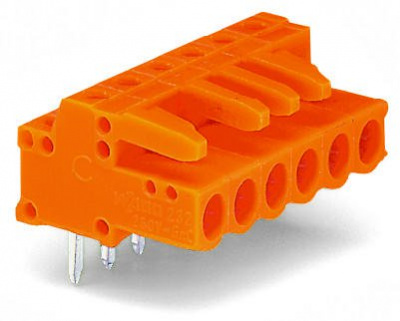 232-263 Розетка под пайку THT; 0.6 x 1.0 mm solder pin; угловые; Шаг контактов 5,08 мм; 3-пол.