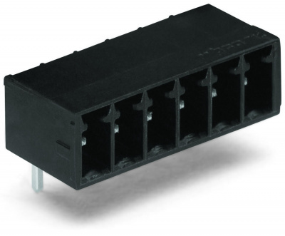 714-166 Вилка THT; 0.8 x 0.8 mm solder pin; угловые; Шаг контактов 3,5 мм; 6-пол.
