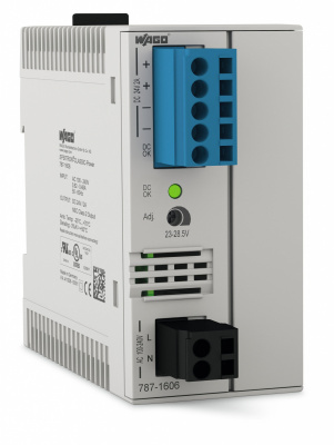 787-1606 Импульсный источник питания; 1-фазн.; Напряжение на выходе 24 В пост. тока; Ток на выходе 2 A; NEC класс 2; Контакт пост. ток OK