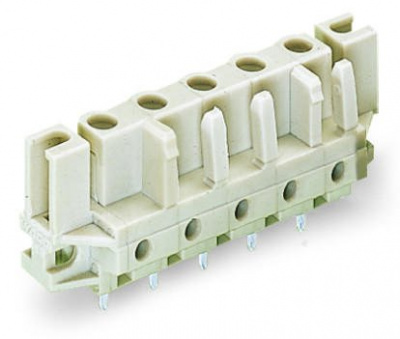 722-734/047-000 Розетка под пайку THT; 0.6 x 1.0 mm solder pin; угловые; 100% защита от неправильного подсоединения; Проходной фланец; Шаг контактов 7,5 мм; 4-пол.