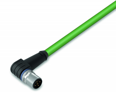 756-1202/060-050 Кабель ETHERNET, PROFINET углового исполнения; 5 м; устанавливаются на один конец; D-кодирование; Штекер M12, углового исполнения; один свободный конец кабеля
