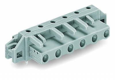 232-834/031-000 Розетка под пайку THT; 0.6 x 1.0 mm solder pin; угловые; зажимное кольцо; Шаг контактов 7,5 мм; 4-пол.