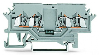 279-623/281-411 Компонентная клемма; 4-проводн.; с диодом 1N4007; анод справа; для DIN-рейки 35 x 15 и 35 x 7,5; 1,5; CAGE CLAMP