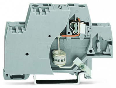 280-503/281-579 Компонентная клемма; двухуровн.; с торцевой пластиной; с газонаполненным разрядником для защиты от перенапряжения; для DIN-рейки 35 x 15 и 35 x 7,5; 2,5 мм2; CAGE CLAMP